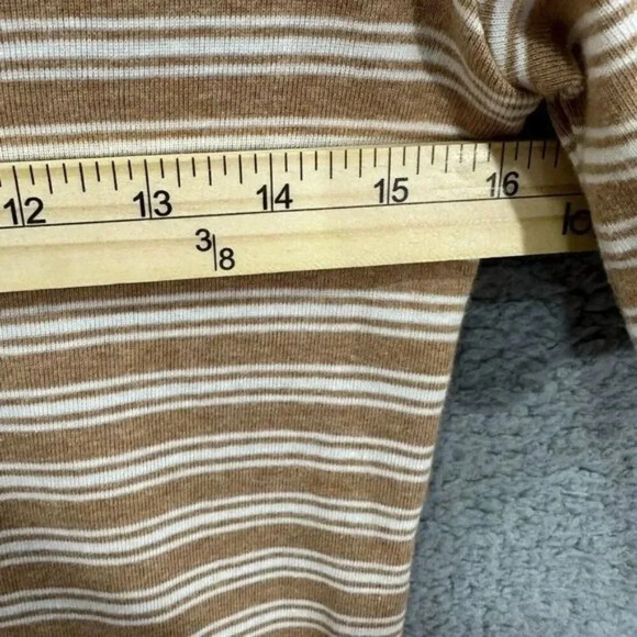 Talbots top womens XS beige striped‎ half sleeve tee cotton v neck costal beach - Picture 4 of 5